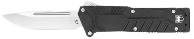 CobraTec Knives 3.25 in. Special Forces OTF Drop Point Folding Knife, Satin D2 Steel Blade, Black Textured Anodized Handle