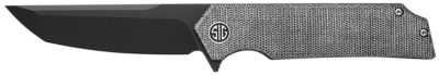 EIKONIC Knife Company 3.30 in. Tsuru Folding Knife, Tanto, Black PVD 154CM SS Blade, 4.20 in., Salt & Pepper Micarta Handle