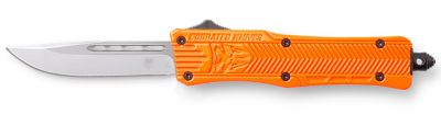 CobraTec Knives 2.75 in. Small CTK-1 OTF Drop Point Knife, Plain D2 Steel Blade, Orange Aluminum Handle