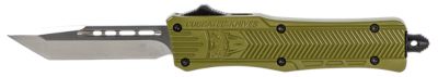 CobraTec Knives 2.75 in. Small CTK-1 OTF Tanto Knife, Plain D2 Steel Blade, OD Green Aluminum Handle