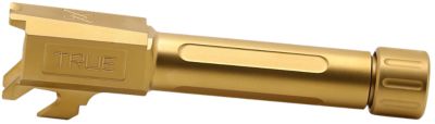 True Precision Inc 9mm Luger Springfield Barrel for Springfield Hellcat, 3.10 in., 1/2 in. x 28 Thread, Gold TiN, Stainless