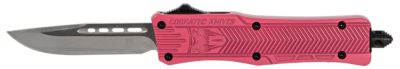 CobraTec Knives 2.75 in. Small CTK-1 OTF Drop Point Knife, Plain D2 Steel Blade, Pink Aluminum Handle