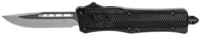 CobraTec Knives 2.75 in. Small CTK-1 OTF Drop Point Knife, Plain D2 Steel Blade, Black Aluminum Handle