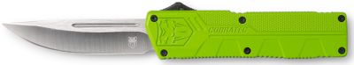 CobraTec Knives 3.25 in. OTF Lightweight Drop Point Knife with Pocket Clip, Plain D2 Steel Blade, Zombie Green Aluminum Handle