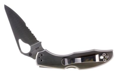 Spyderco 2.94 in. Byrd Meadowlark 2 Clip Point Folding Knife, Part Serrated 8Cr13MoV SS Blade, SS Handle