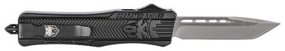 CobraTec Knives 3 in. Medium CTK-1 OTF Tanto Knife, Plain D2 Steel Blade, Black Aluminum Handle