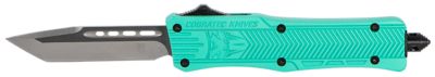 CobraTec Knives 2.75 in. Small CTK-1 OTF Tanto Knife, Plain D2 Steel Blade, Tiffany Blue Aluminum Handle