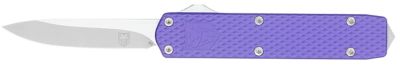 CobraTec Knives 2.25 in. Mini Mamba Gen II OTF Knife, Plain Stonewashed D2 Steel Blade, Purple Textured Anodized Aluminum Handle