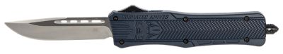 CobraTec Knives 3 in. Medium CTK-1 OTF Drop Point Knife, Plain D2 Steel Blade, NYPD Blue Aluminum Handle