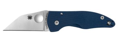 Spyderco 2.45 in. MicroJimbo Wharncliffe Folding Knife, Plain Satin CPM SPY27 SS Blade, Cobalt Blue G10 Handle
