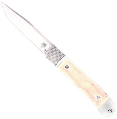 CobraTec Knives 3.12 in. Trapper Hidden Release OTF Drop Point Folding Knife, Satin D2 Steel Blade, White Bone Scales Handle