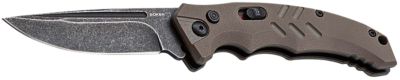 Boker Intention II Folding Knife, Drop Point Plain D2 Steel Blade, Brown G10 Handle