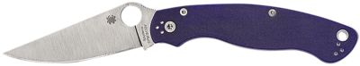 Spyderco 4 in. Military 2 Folding Knife, Plain Satin CPM S30V SS Blade, Dark Blue Textured G10 Handle