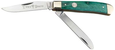 Boker Trapper 2.0 Clip Point/Spey Knife, Plain D2 Steel Blade, Smooth Green Bone Handle