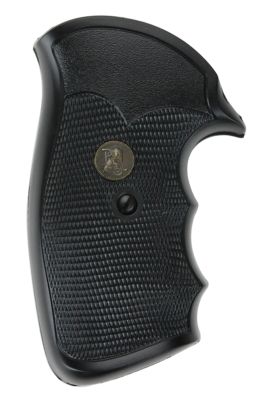 Pachmayr Gripper Grip for S&W K/L Frame with Round Butt, Checkered, Black, Rubber with Finger Grooves
