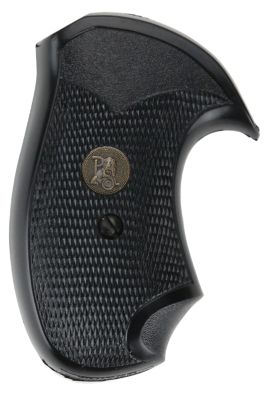 Pachmayr Compact Grip for S&W J Frame with Round Butt, Checkered, Black, Rubber with Finger Grooves