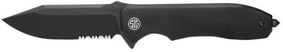 EIKONIC Knife Company 3.78 in. Validus Folding Knife, Drop Point, Part Serrated Black PVD M390 Steel Blade, 4.76 in., G10 Handle