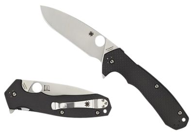 Spyderco 3.80 in. Amalgam Drop Point Folding Knife with Pocket Clip, Satin CPM S30V SS Blade, Black Carbon Fiber/G10 Handle