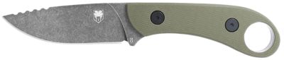 CobraTec Knives 3.5 in. Skinner Gen II Fixed Blade Knife, Stonewashed D2 Steel Blade, OD Green Textured G10 Scales Handle