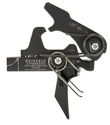 Geissele Automatics SSP Flat Bow Trigger, AR Style Mil-Spec, 3.5-4.5 lb. Draw, Black Oxide, Steel