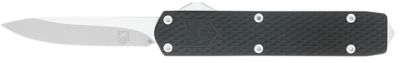 CobraTec Knives 2.25 in. Mini Mamba Gen II OTF Knife, Plain Stonewashed D2 Steel Blade, Black Textured Anodized Aluminum Handle