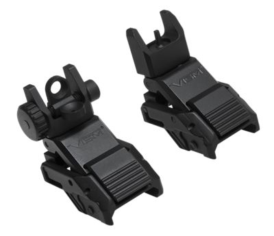 NCStar Pro Series Flip Up Front and Rear Sights for AR-Platform, Black, Flip Up