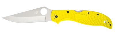 Spyderco 3.95 in. Stretch 2 XL Lightweight Folding Knife, Stonewashed H2 Steel Blade, Yellow Bi-Directional Textured FRN Handle