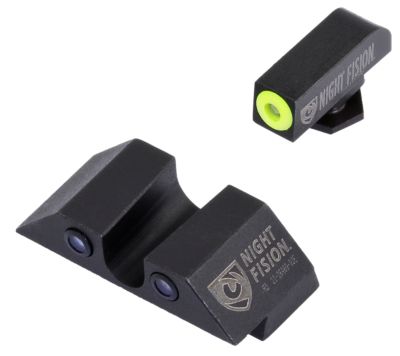Night Fision Tritium Night Sights for Glock 42/43/43X, Green Tritium Yellow Outline Front, Green Tritium Black Outline Rear