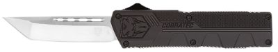 CobraTec Knives 3.25 in. OTF Lightweight Tanto Knife with Pocket Clip, Plain D2 Steel Blade, Black Aluminum Handle