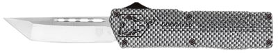 CobraTec Knives 3.25 in. OTF Lightweight Tanto Knife with Pocket Clip, Plain D2 Steel Blade, Carbon Fiber Aluminum Handle