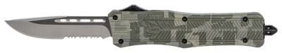 CobraTec Knives 3 in. Medium CTK-1 OTF Knife, Part Serrated D2 Steel Blade, Army DigiCamo Aluminum Handle