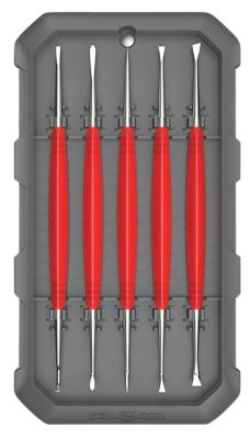 Real Avid/Revo Accu-Grip Steel Picks, Red Rubber Overmold Handle, 5 pc.