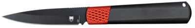 CobraTec Knives 3 in. Gideon Hidden Release OTF Folding Knife, Plain Black D2 Steel Blade, Black/Red Aluminum Handle