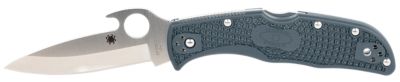 Spyderco 3.41 in. Endela Lightweight Clip Point Folding Knife with Pocket Clip, Plain VG-10 SS Blade, Blue/Gray FRN Handle