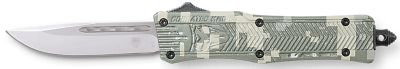 CobraTec Knives 2.75 in. Small CTK-1 OTF American Flag Drop Point Knife, D2 Steel Blade, Digital Camo Aluminum Alloy Handle