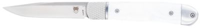 CobraTec Knives 3.13 in. Small Trapper Folding Knife, Plain 154CM SS Blade, White Abalone Scales Handle