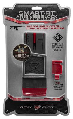 Real Avid/Revo Smart-Fit Vise Block for AR-15, 223 Rem/5.56x45mm NATO AR-15, Gray/Red, Polymer