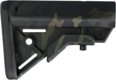 B5 Systems Bravo Stock for AR-Platform with Mil-Spec Receiver Extension (Tube Not Included), Black Multi-Cam, Synthetic