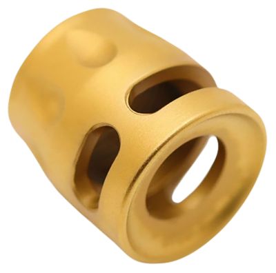 True Precision Inc Type S Micro Compensator, 9mmLuger/380 ACP, 1/2 in. x 28 Thread, Gold, 416R Stainless Steel