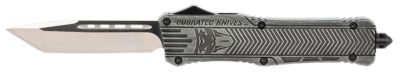 CobraTec Knives 3.75 in. Large CTK-1 OTF Tanto Knife, Plain D2 Steel Blade, Stonewashed Aluminum Handle