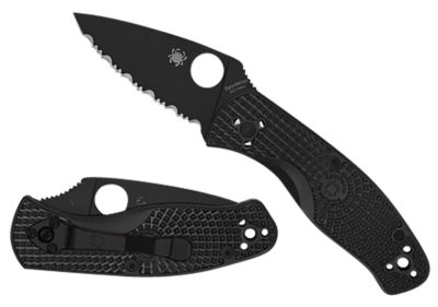 Spyderco 2.75 in. Persistence Lightweight Folding Knife with Pocket Clip, Black 8Cr13MoV Blade, Black Bi-Directional FRN Handle