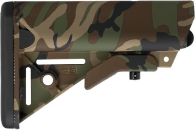 B5 Systems Enhanced SOPMOD Stock for AR-15, Woodland Camo, Polymer