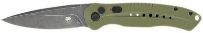 CobraTec Knives 3.5 in. Diablo Folding Knife, Black Stonewashed D2 Steel Blade, OD Green Textured G10 Scales Handle