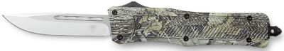 CobraTec Knives 3 in. Medium CTK-1 OTF American Flag Drop Point Knife, Plain D2 Steel Blade, Woodland Camo Aluminum Alloy Handle
