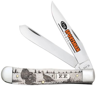 Case 3.24 in. Clip Point/3.27 in. Spey Trapper Sportsman Folding Knife, Polished Tru-Sharp SS Blade, Turkey Bone Handle