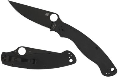 Spyderco 4 in. Military 2 Folding Knife with Pocket Clip, Plain Black DLC CPM S30V SS Blade, Black Textured G10 Handle