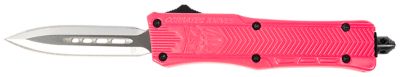 CobraTec Knives 2.75 in. Small CTK-1 OTF Dagger, Plain D2 Steel Blade, Pink Aluminum Handle