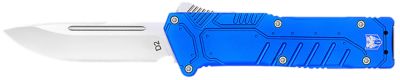 CobraTec Knives 3.25 in. Special Forces OTF Drop Point Folding Knife, Satin D2 Steel Blade, Blue Textured Anodized Handle
