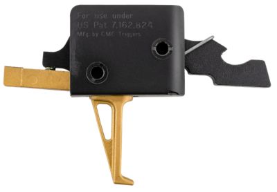CMC Triggers Drop-In Gold Finger Single-Stage Flat Trigger for AR-15/AR-10, 3-3.50 lb. Draw, Gold, Steel