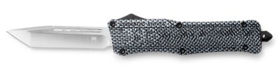 CobraTec Knives 3.75 in. Large CTK-1 OTF Tanto Knife, Plain D2 Steel Blade, Carbon Fiber Aluminum Handle